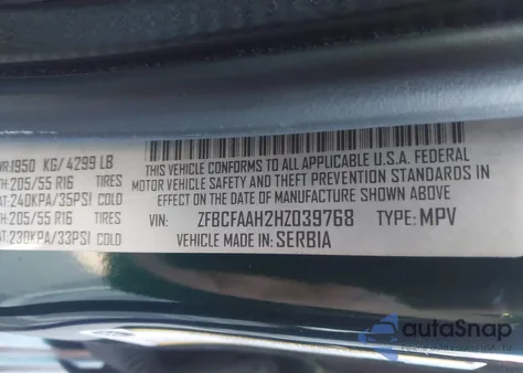 2017 Fiat 500L Pop из США, поврежденный, VIN ZFBCFAAH2HZ039768